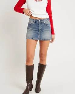 95 Mid Aline Denim Skirt Amber
