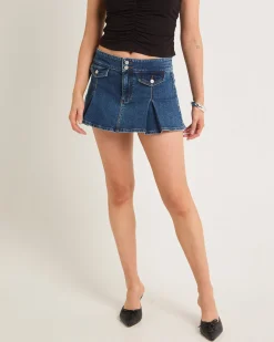 95 Pleated Mini Denim Skirt Petra