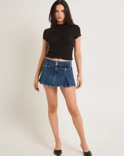 95 Pleated Mini Denim Skirt Petra