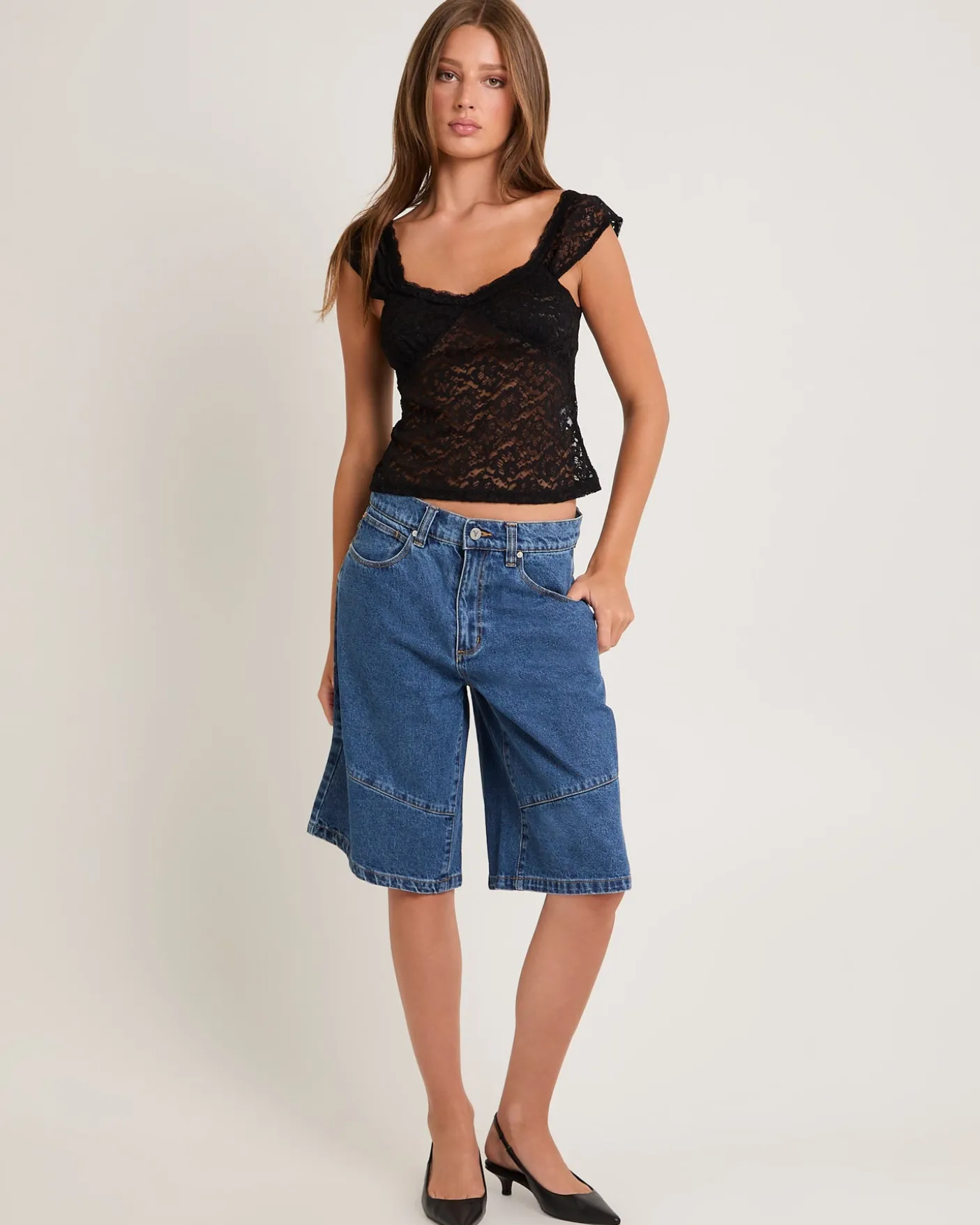 95 Super Baggy Denim Jorts Panels Bella