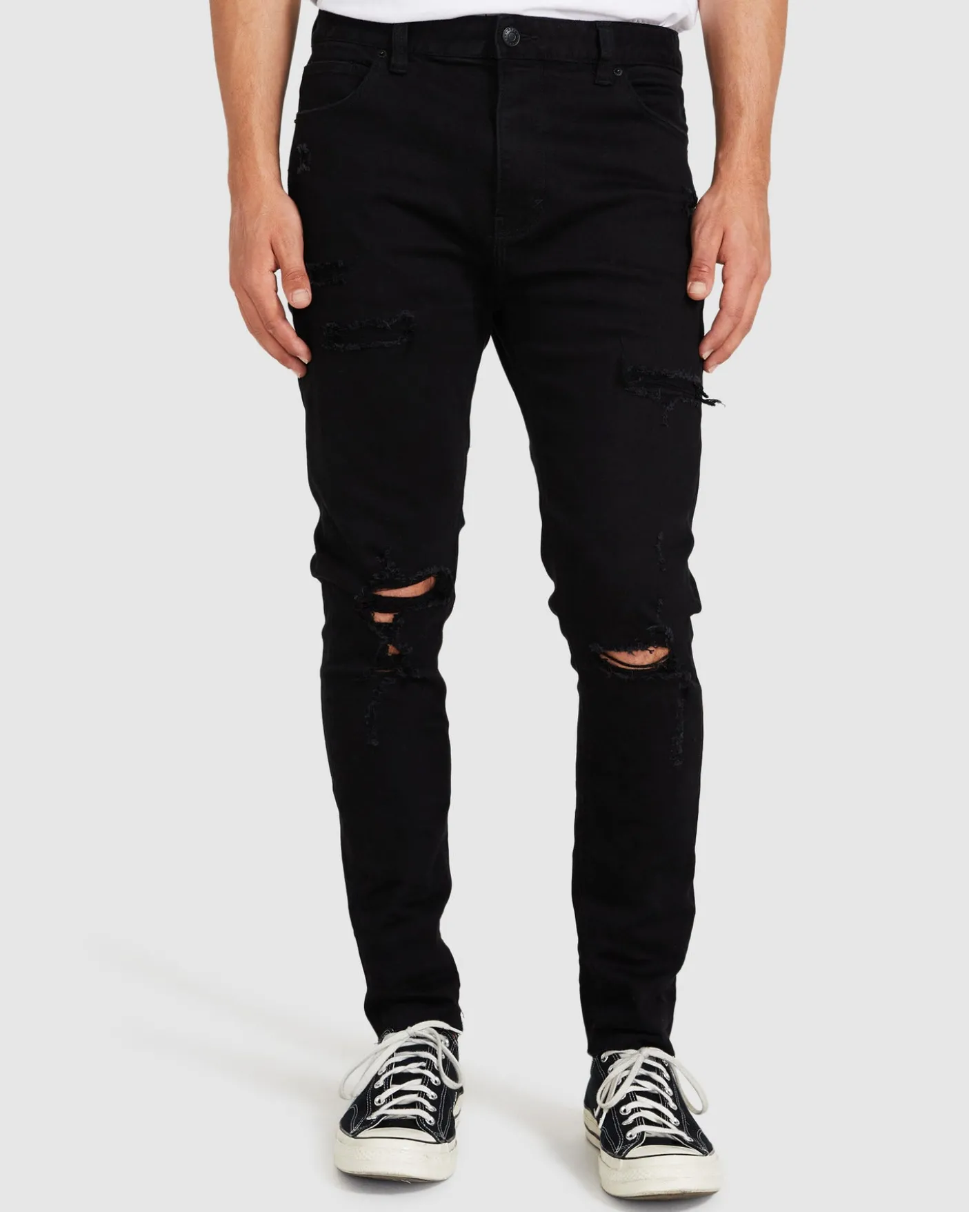 A Dropped Slim Turn Up Denim Jeans