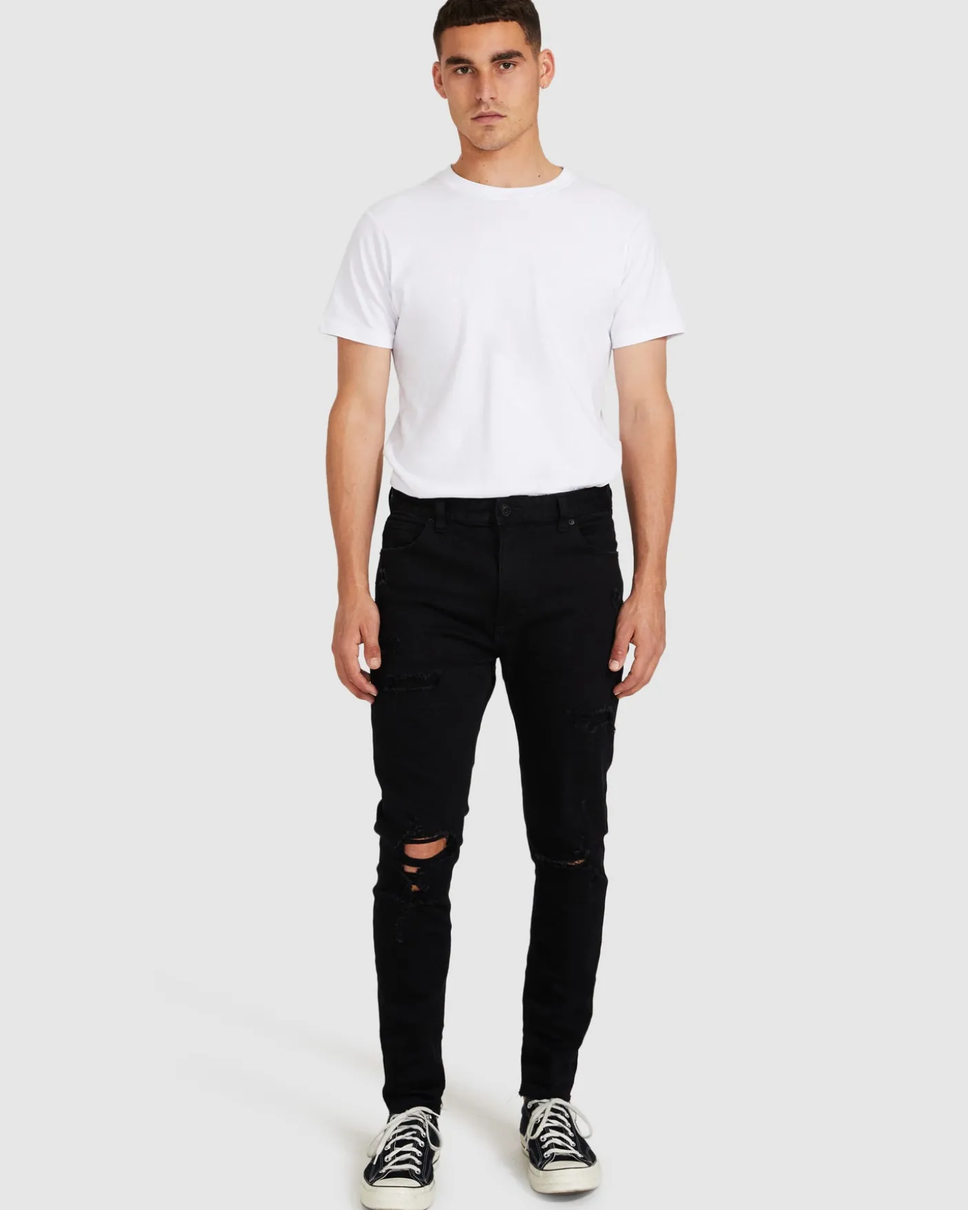 A Dropped Slim Turn Up Denim Jeans