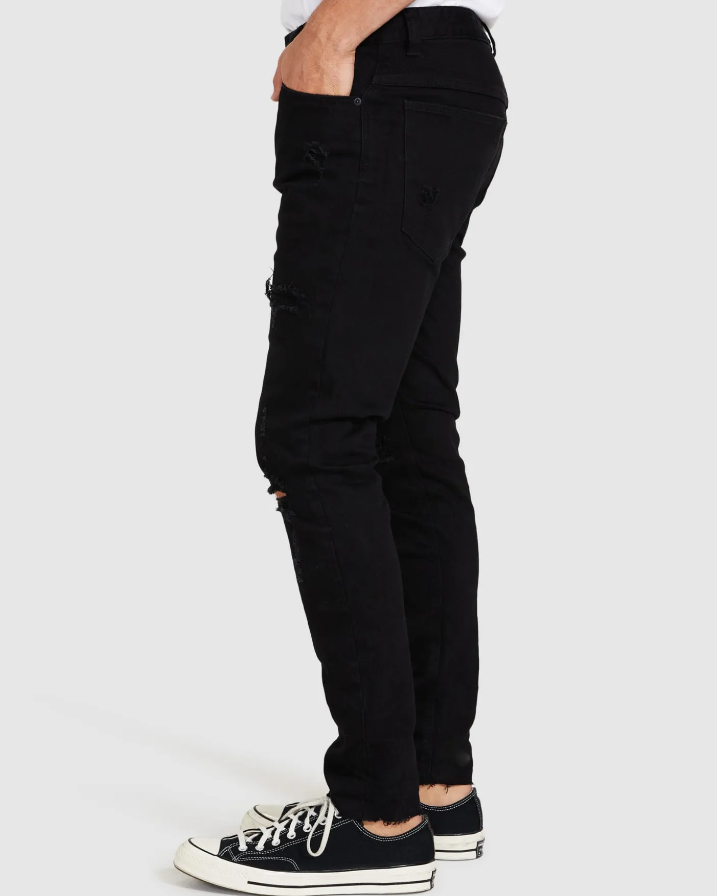 A Dropped Slim Turn Up Denim Jeans