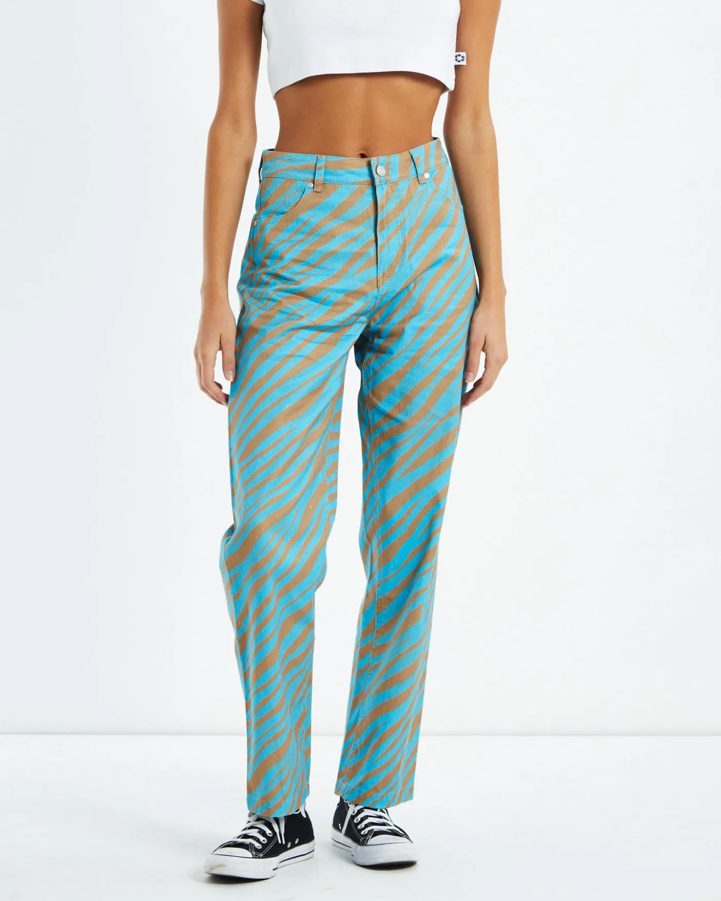 Adi Shelby Hemp Wide Leg Long Pants Blue Stripe