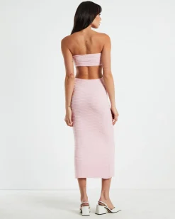 Alana Keyhole Knit Midi Dress in Pink