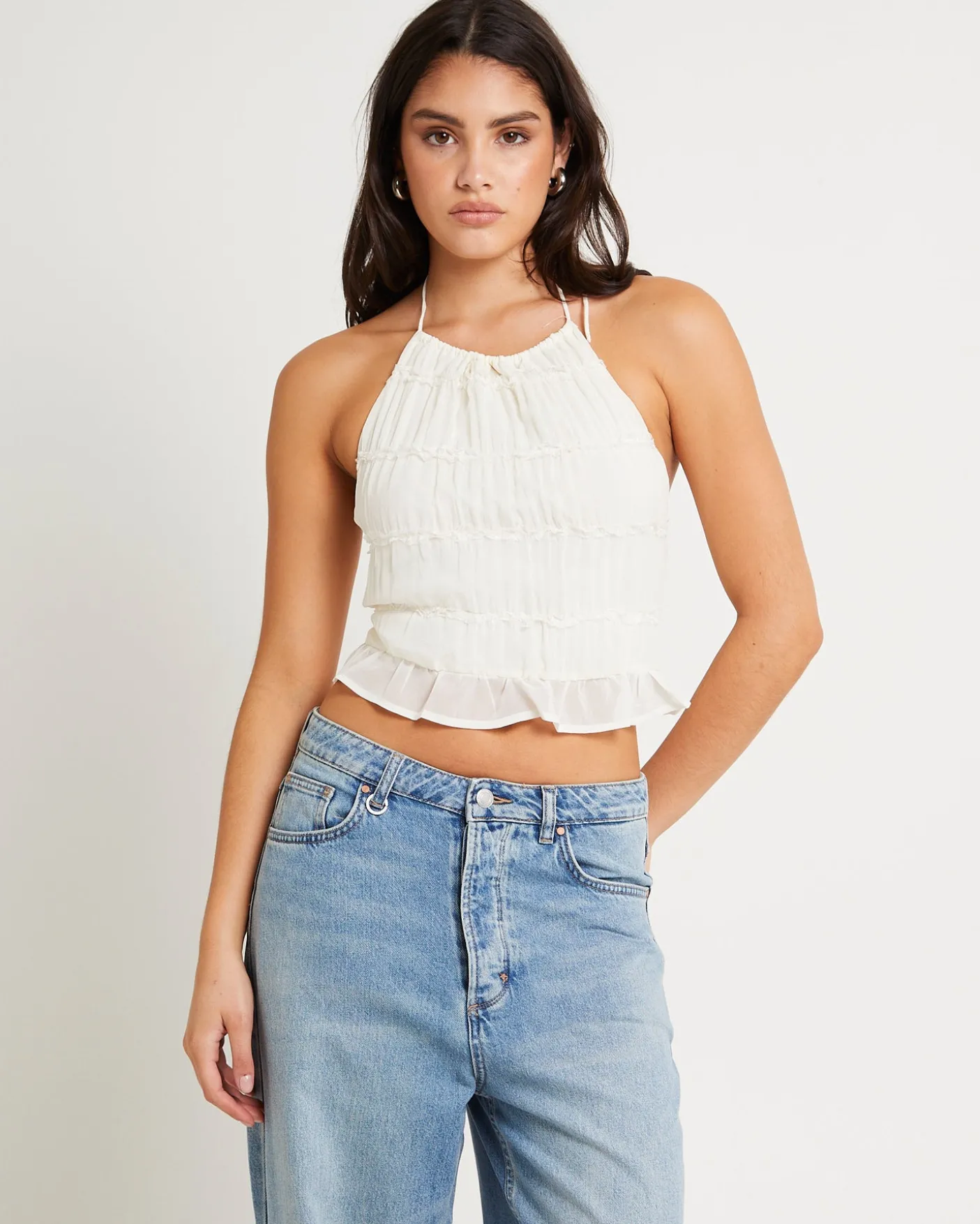 Alda Shirred Backless Top