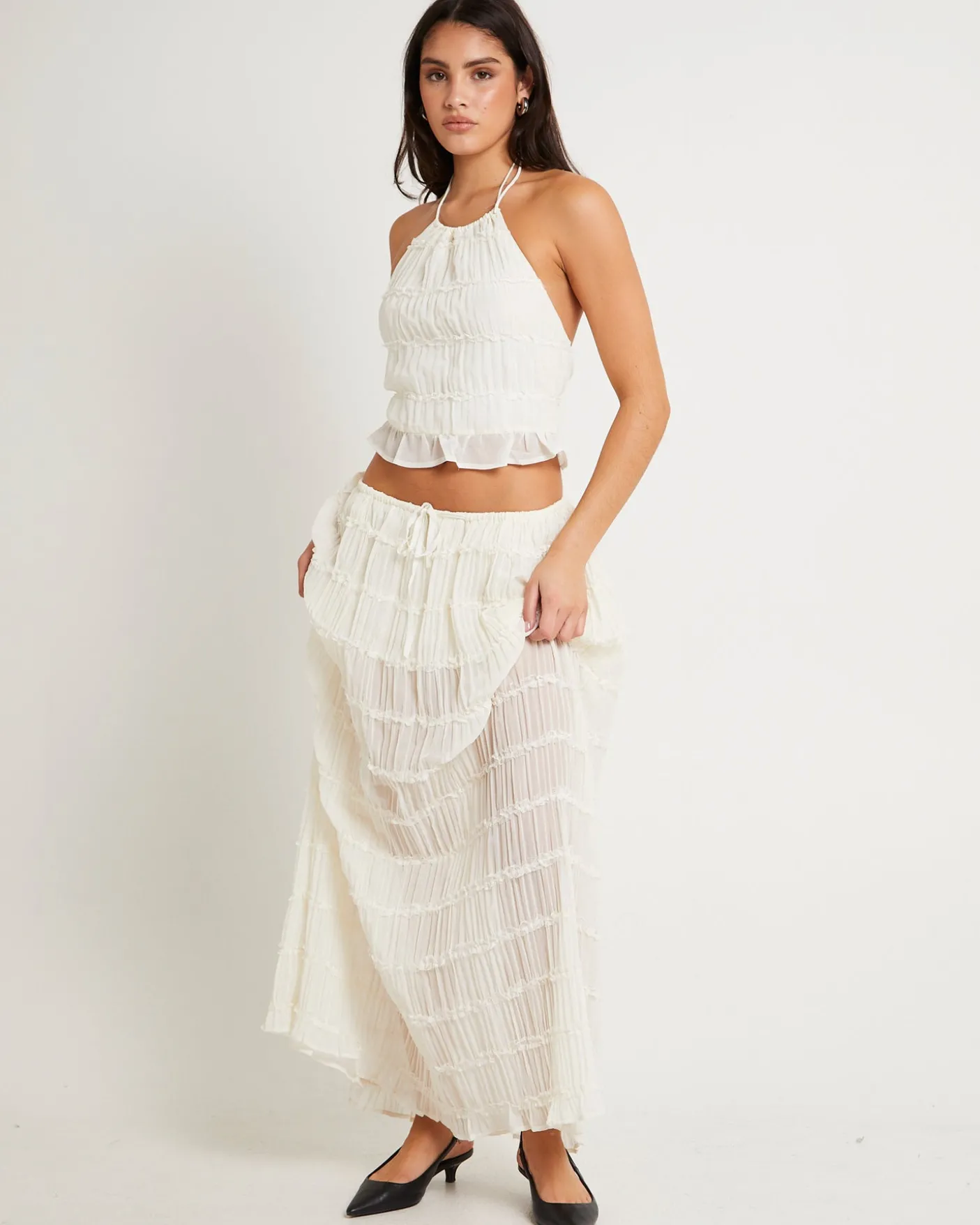 Alda Shirred Maxi Skirt