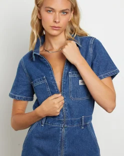 Alexis Denim Romper in Limited Blue