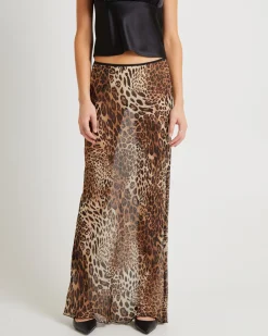 Alora Leopard Slip Maxi Skirt