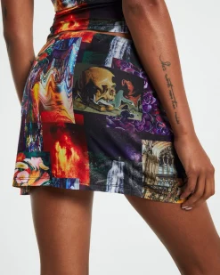 Amina Low Rise Split Mini Skirt Multi