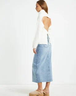 Amina Tie Back Boxy Knit Jumper White
