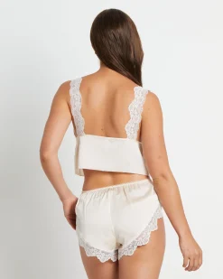 Amira Tie Front Cropped Cami in Cream
