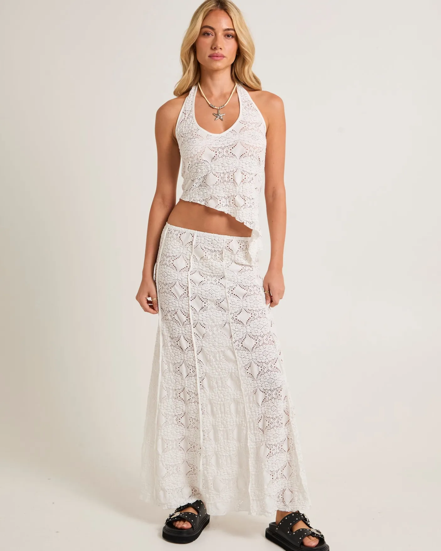 Amore Asymmetrical Textured Maxi Skirt