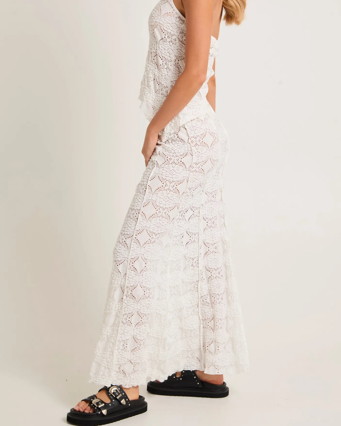 Amore Asymmetrical Textured Maxi Skirt