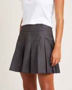 Aquarius Pleated Mini Skirt Charcoal