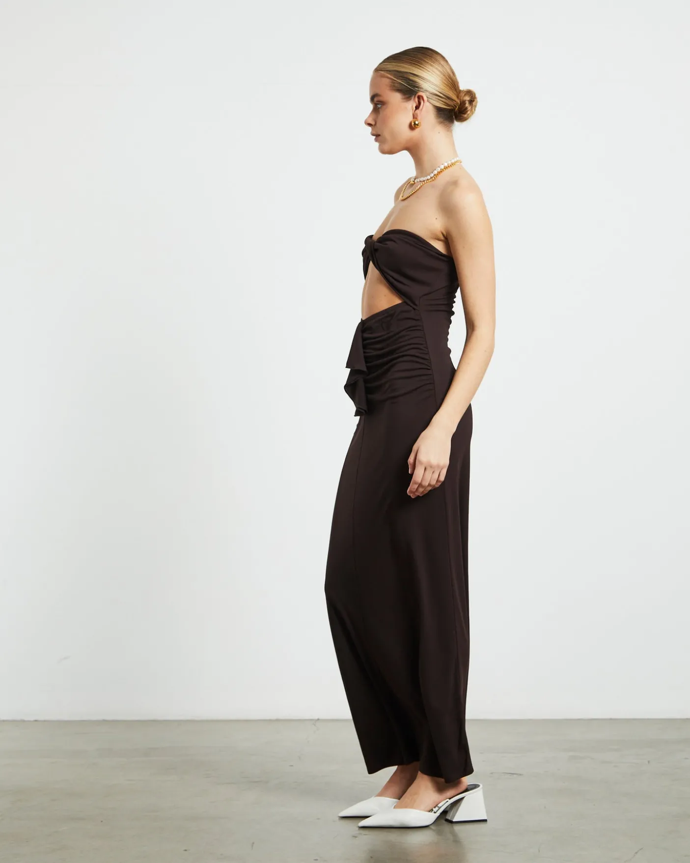 Aria Cut Out Tube Dress in Dark Chocolate