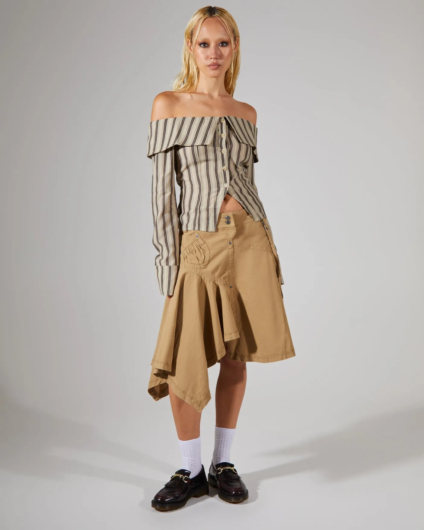 Asymmetric Choppy Cargo Skirt