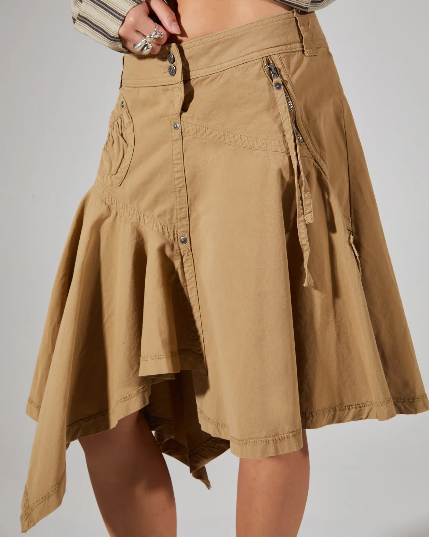 Asymmetric Choppy Cargo Skirt