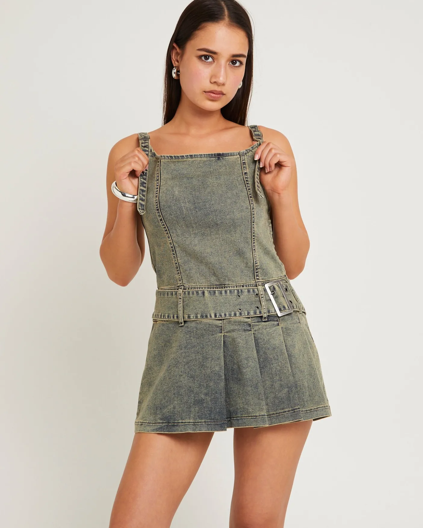 Autry Denim Pleat Mini Dress