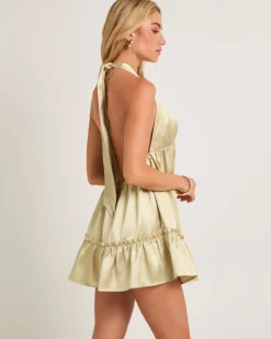 Avery Halter Satin Dress