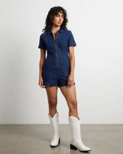 Avianna Denim Boilersuit in Ink Blue