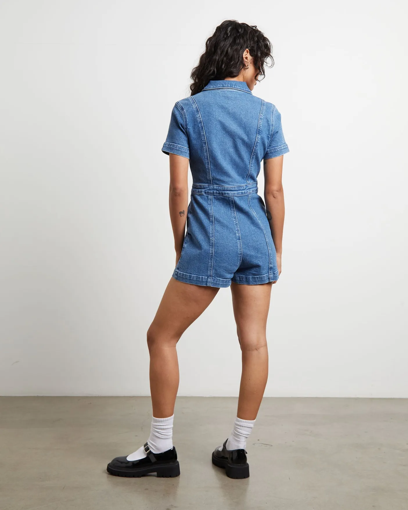 Avianna Denim Boilersuit in Mid 90's Blue