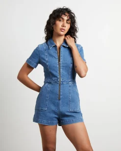 Avianna Denim Boilersuit in Mid 90's Blue