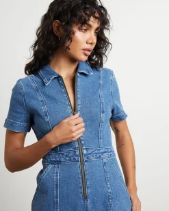 Avianna Denim Boilersuit in Mid 90's Blue