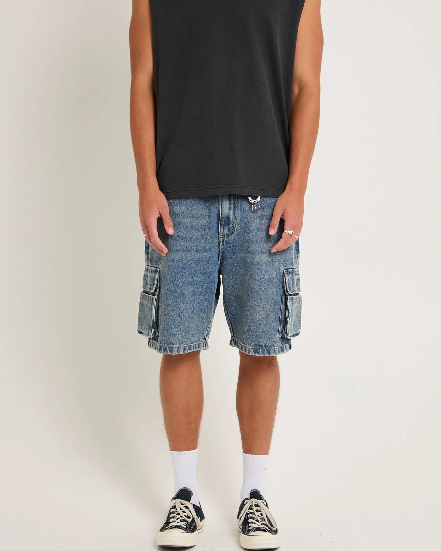 Baggy Denim Cargo Shorts