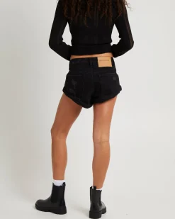 Bandit Low Waist Denim Shorts in Double Black