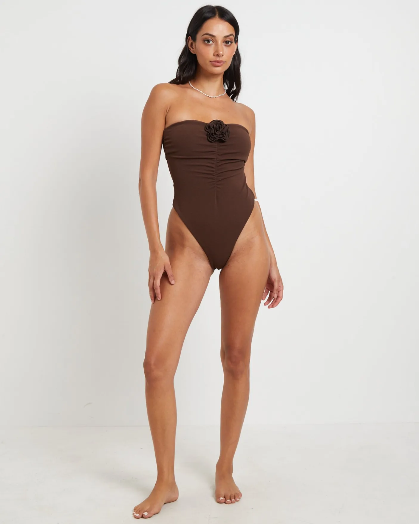 Banksy Corsage One Piece in Chocolate