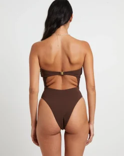 Banksy Corsage One Piece in Chocolate
