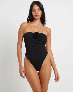 Banksy Corsage One Piece in Black