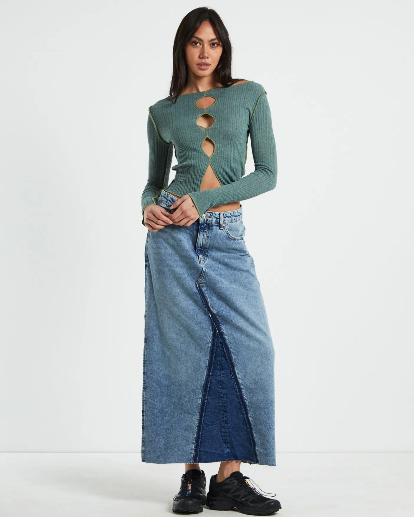 BDG Denim Midi Skirt in