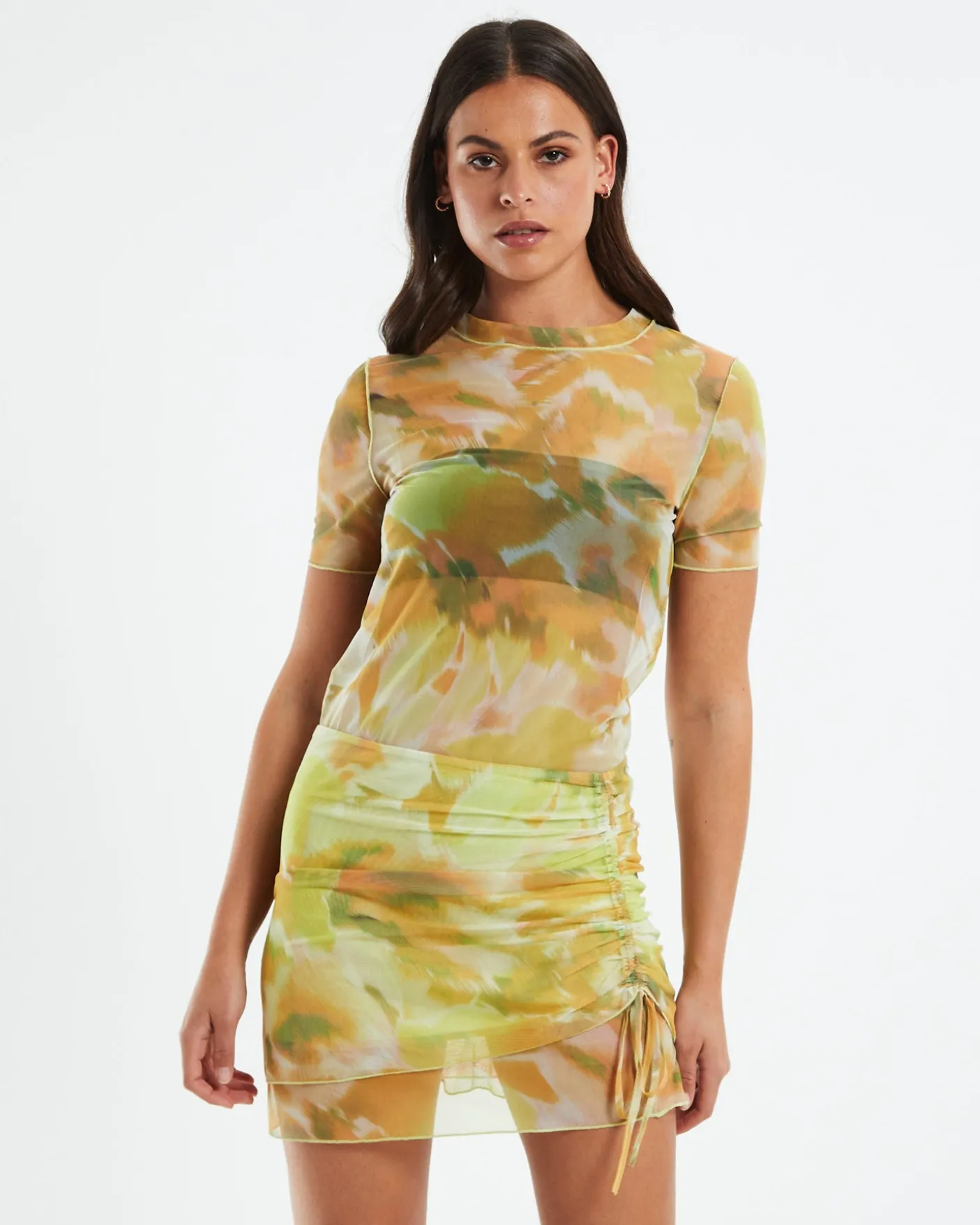 Belle Blurred Botanical Mesh Tee