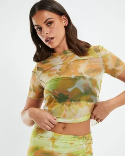 Belle Blurred Botanical Mesh Tee