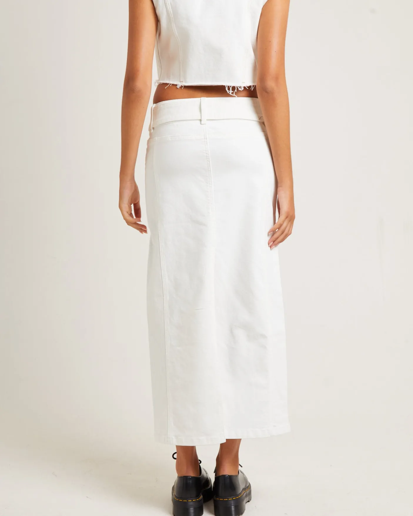 Billy Denim Maxi Skirt Vintage White
