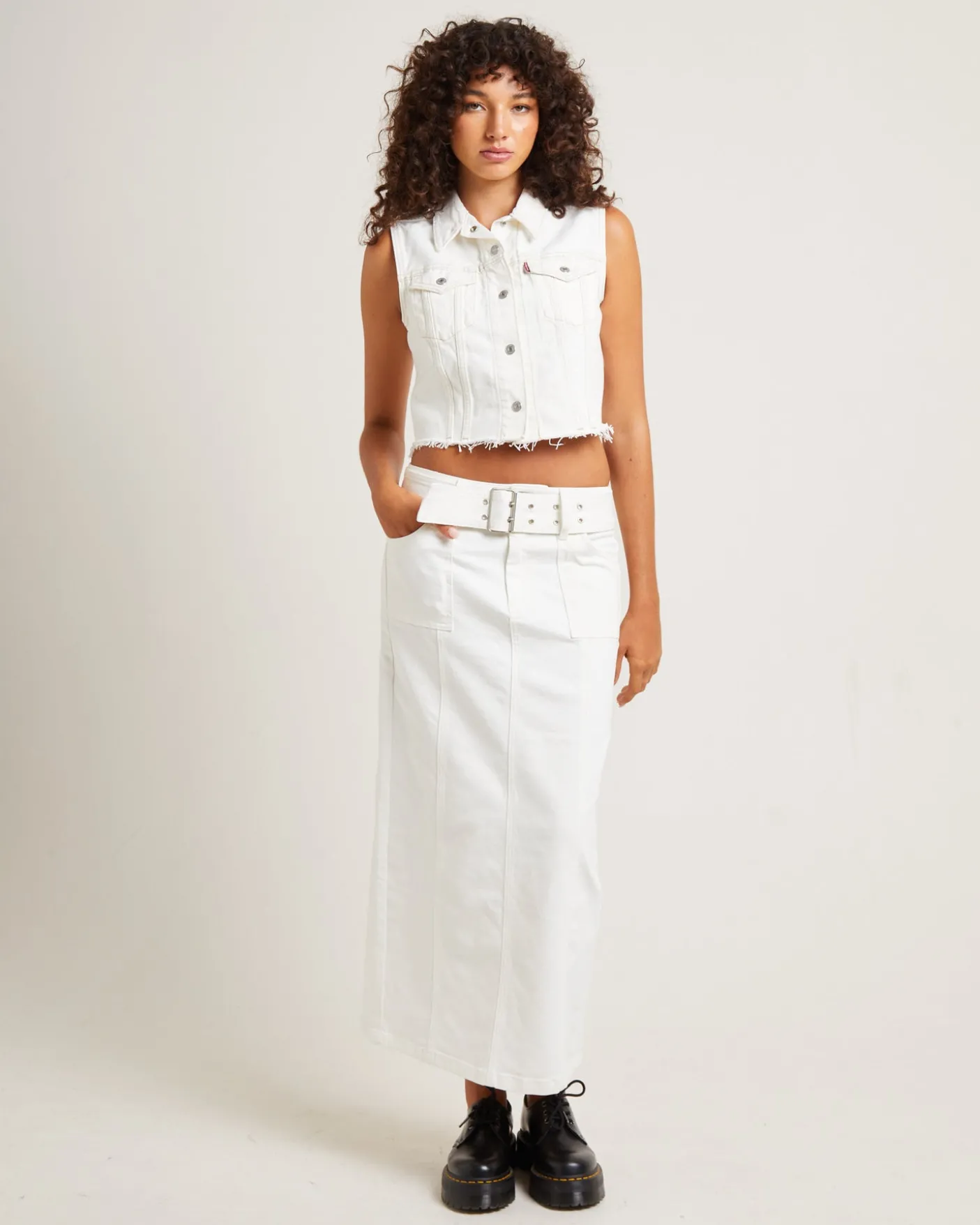 Billy Denim Maxi Skirt Vintage White