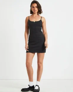 Bittersweet Pointelle Mini Dress in Black