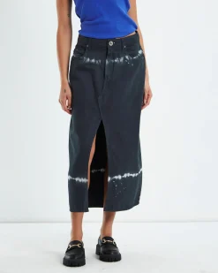 Black Magic Rocko Long Length Denim Skirt Black