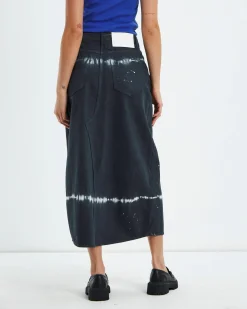 Black Magic Rocko Long Length Denim Skirt Black