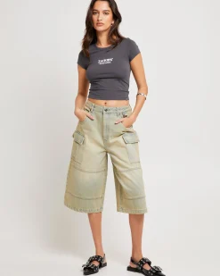 Blanco Light Denim Cargo Shorts
