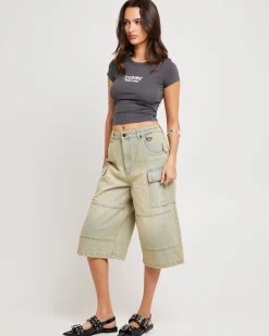 Blanco Light Denim Cargo Shorts