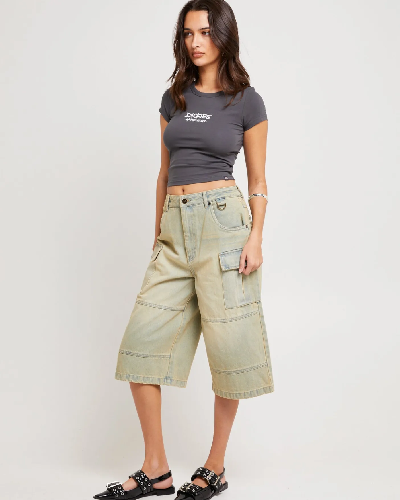Blanco Light Denim Cargo Shorts