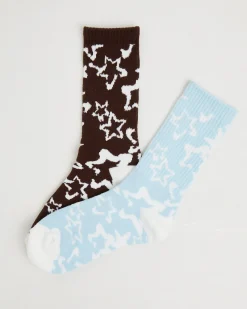 Bleached Star Socks 2 Pack in Multi