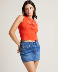 Blossom Cut Out Tank Top in Chilli Red