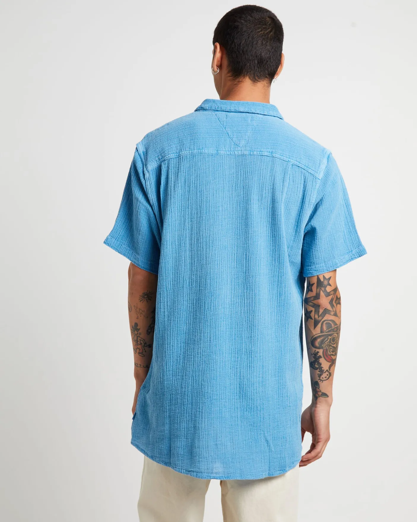 Bon Crepe Short Sleeve Shirt in Blue