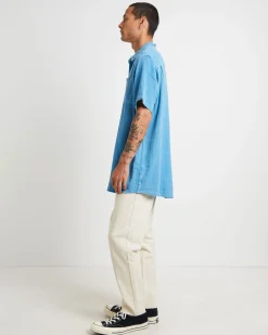 Bon Crepe Short Sleeve Shirt in Blue