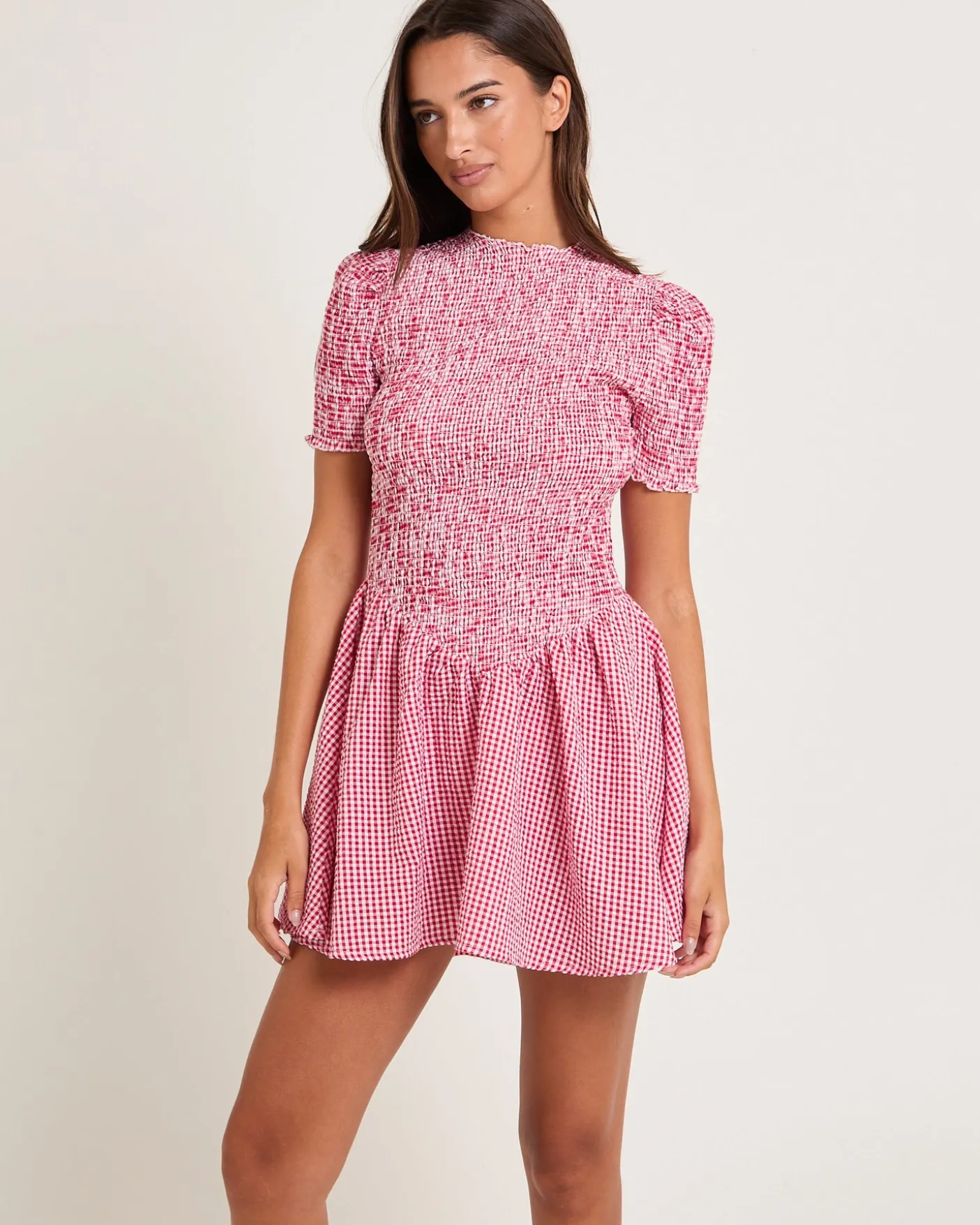 Bonnie Shirred Bubble Mini Dress