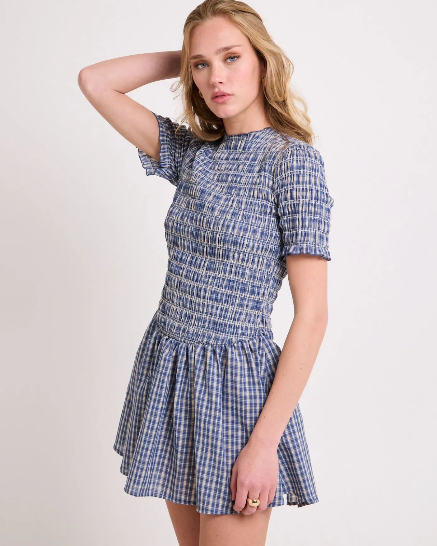 Bonnie Shirred Bubble Mini Dress